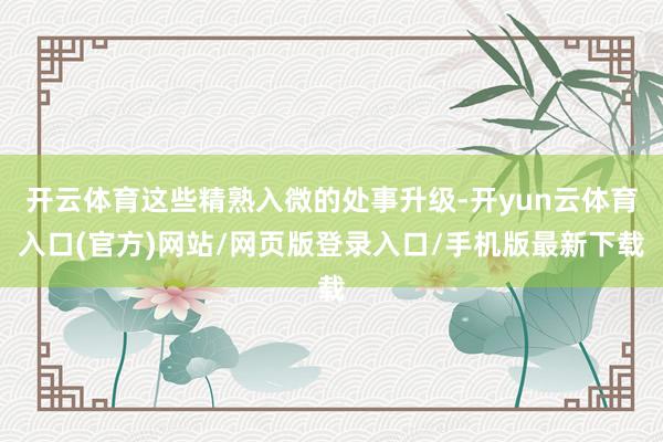 开云体育这些精熟入微的处事升级-开yun云体育入口(官方)网站/网页版登录入口/手机版最新下载